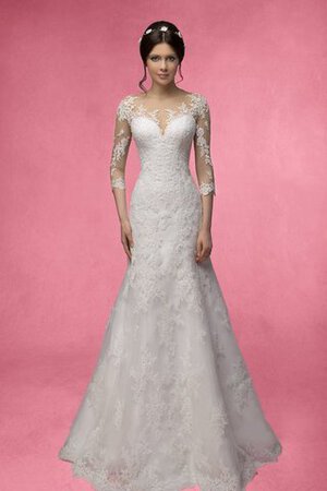 Abito da Sposa Sirena con Tre Quarti Lunghezza Maniche con Fiore Conservatore Sogno