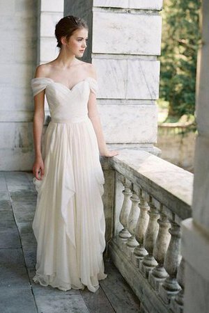 Abito da Sposa A-Line con Increspature Cerniera Sensuale A Terra