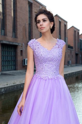 Abito da Ballo Ball Gown Lunghi V-Scollo Alta Vita con Manica Corte