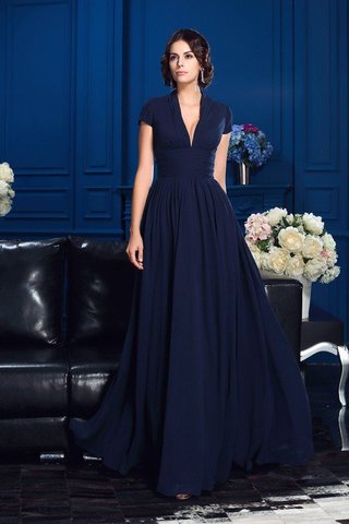 Abito Mamma Sposa V-Scollo in Chiffon Lunghi Cerniera Principessa