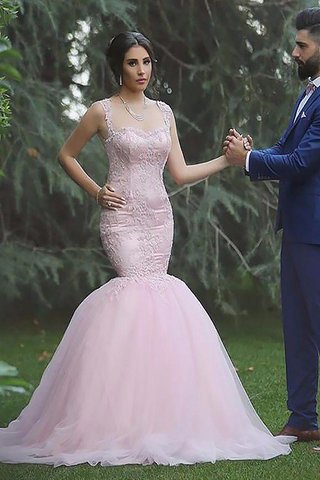 Abito da Sposa in Tulle Conotta Largo Bretelle Naturale Spazzola Treno