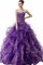 Abito dal Dolce Sedici in Organza Naturale con Cascata Volant Ball Gown Senza Maniche