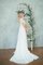 Abito da Sposa Profondo V-scollo in Pizzo Naturale con Fusciacca con Piega