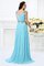 Abito da Sera Senza Maniche in Chiffon Naturale V-Scollo con Perline
