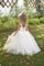 Abito da Cerimonia Bambini con Increspature Ball Gown in Tulle in Pizzo con Fiore