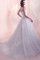 Abito da Sposa A-Line con Perline in Tulle con Applique Spazzola Treno