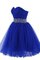 Abito Homecoming con Increspato Senza Maniche Al Ginocchio Mini in Tulle