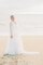 Abito da Sposa Cerniera con Fiore Senza Maniche Naturale a Riva