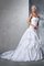 Abito da Sposa con Applique in Raso Senza Strap Ball Gown Naturale