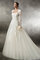 Abito da sposa con maniche lunghe a terra fantastico in pizzo con bottone in tulle