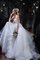 Abito da Sposa Naturale in Tulle con Seghettato Allacciato con Festone
