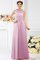 Abito da Damigella A-Line Alta Vita in Chiffon A Terra con Perline