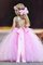 Abito da cerimonia bambini ball gown naturale con fiore senza maniche modo in paillette