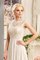 Abito da Sposa con Applique con Spacco Davanti Cappellino Naturale Tubino