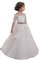 Abito da Cerimonia Bambini Naturale Ball Gown in Tulle con Fusciacca A Terra