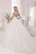 Abito da Sposa Naturale in Organza Schiena Nuda con Applique Ball Gown