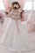 Abito da Cerimonia Bambini Naturale Ball Gown in Tulle con Fusciacca A Terra