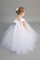 Abito da Cerimonia Bambini Ball Gown con Fiore A Terra con Manica Corte con Fusciacca