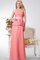 Abito da damigella Senza Strap in Pizzo in Chiffon A Terra con Nastro