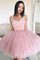 Abito Homecoming Principessa in Tulle V-Scollo Mini Senza Maniche