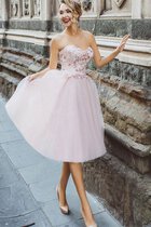 Abito Homecoming con Fiocco Moderno in Tulle con Applique Lusso