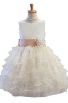 Abito da Cerimonia Bambini in Tulle Naturale con Fiore decorato A-Line