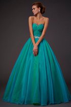 Abito Quinceanera Senza Maniche Radiosa A Terra in Tulle con Perline