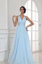 Abito da sera Moderno Senza Maniche in Chiffon in Organza A-Line