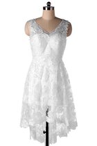 Abito da Sposa V-Scollo Vintage Schiena Nuda Cerniera Senza Maniche