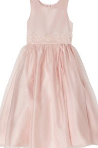 Abito da Cerimonia Bambini in Tulle Cerniera A-Line con Perline Cappellino