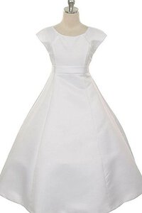 Abito da Cerimonia Bambini A Terra con Fiore Alta Vita A-Line in Taffeta