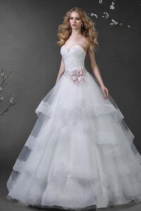 Abito da Sposa Lunghi Senza Maniche con Perline in Tulle A Terra