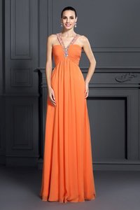 Abito da Sera Anello A-Line Principessa con Perline in Chiffon