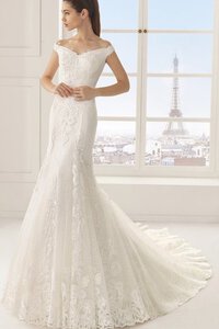 Abito da Sposa in Pizzo Seducente con Applique Retro con Bottone