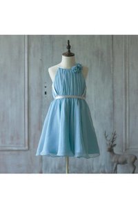 Abito da Cerimonia Bambini Naturale con Fiore in Chiffon A-Line Al Ginocchio