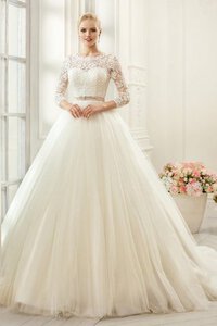 Abito da Sposa con Nastro con Applique Radiosa Lunghi Conservatore