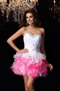 Abito da Cocktail con Increspature in Organza Mini Allacciato Principessa