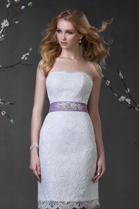 Abito da Sposa Senza Strap in Pizzo Mini in Pizzo Allacciato