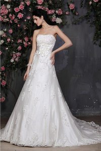 Abito da Sposa con Perline Allacciato Alta Vita Senza Maniche Senza Strap