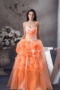 Abito Quinceanera con Fiore con Applique Ball Gown con Increspature Cuore