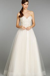 Abito da Sposa Senza Maniche Ball Gown in Tulle Naturale Spazzola Treno