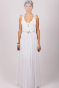 Abito da Sposa in Chiffon A-Line in Pizzo a Riva Naturale