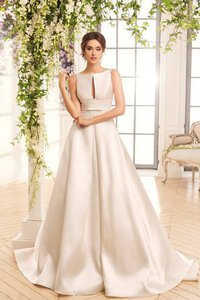 Abito da Sposa con Piega A-Line Semplice Moderno con Fusciacca