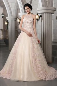 Abito da Sposa Lupetto Allacciato con Applique A-Line Principessa