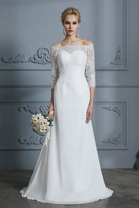 Abito da sposa con bottone affascinante all aperto lunghi naturale con ricamo