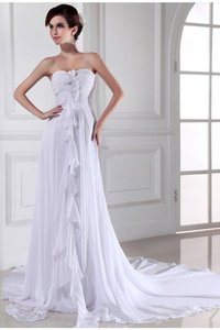 Abito da Sposa con Fiore Allacciato Senza Maniche Tubino in Chiffon