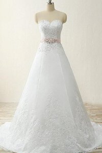 Abito da Sposa Lungo in Pizzo A-Line con Perline con Applique