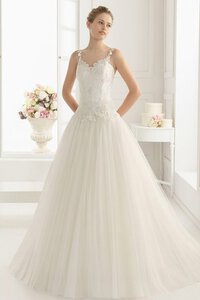 Abito da Sposa con Piega Lusso Senza Maniche con Applique con Ricamo