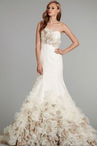 Abito da Sposa con Fiore in Raso Naturale Sirena in Organza