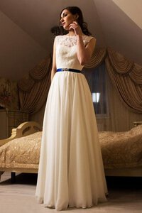 Abito da Sposa Profondo V-scollo Semplice Lusso in Chiffon con Nastro